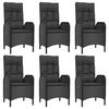 vidaXL Set da Pranzo da Giardino 7 pz Nero con Cuscini in Polyrattan