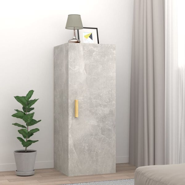vidaXL Armadietto a Muro Grigio Cemento 34,5x34x90cm Legno Multistrato