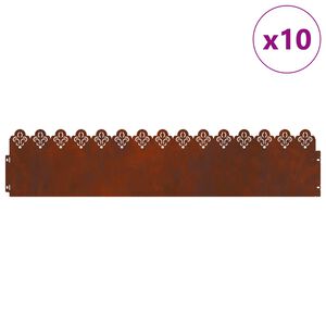 vidaXL Bordure per prato 10 pcs Ruggine 103 x 0,05 x 22 cm