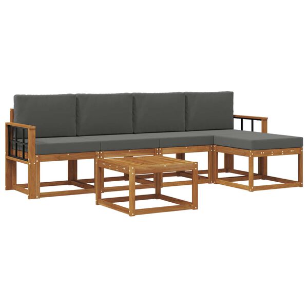 vidaXL Set di divani da esterno con cuscino 6 pcs Naturale e Antracite