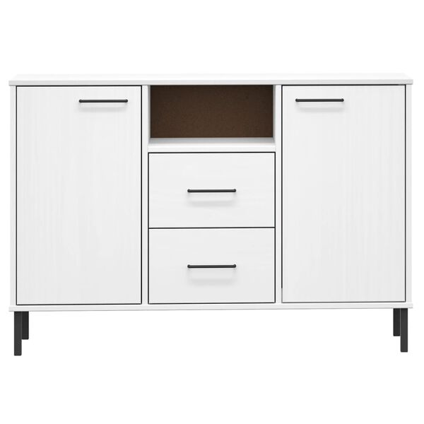 vidaXL Credenza Gambe Metallo Bianco 113x40x77 cm Legno Massello OSLO