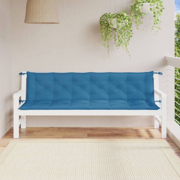 vidaXL Cuscini Panca Giardino 2pz Blu Mélange 200x50x7 cm Tessuto