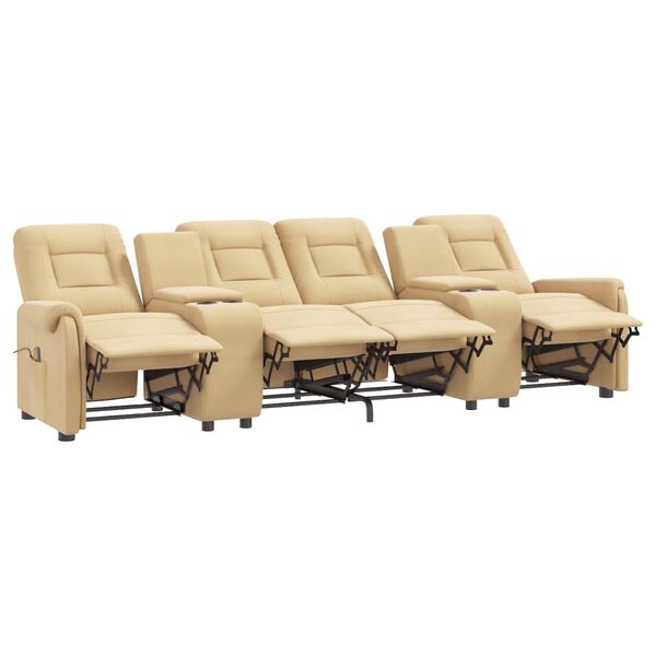 vidaXL Divano Massaggiante Reclinabile 4 Posti e Portabicchieri Crema