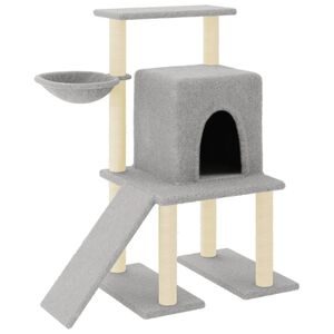 vidaXL Albero per Gatti con Tiragraffi in Sisal Grigio Chiaro 96,5 cm