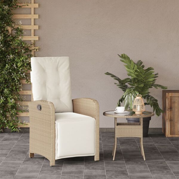 vidaXL Sedia Reclinabile da Giardino con Poggiapiedi Beige Polyrattan