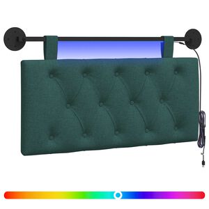 vidaXL Testiera sospesa Con luce LED Verde Scuro Tessuto
