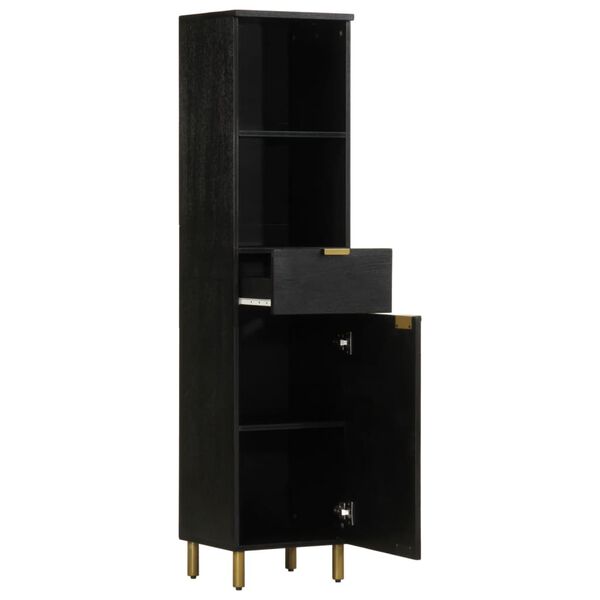 vidaXL Mobile da Bagno Nero 38x33x160 cm in Legno Massello di Mango