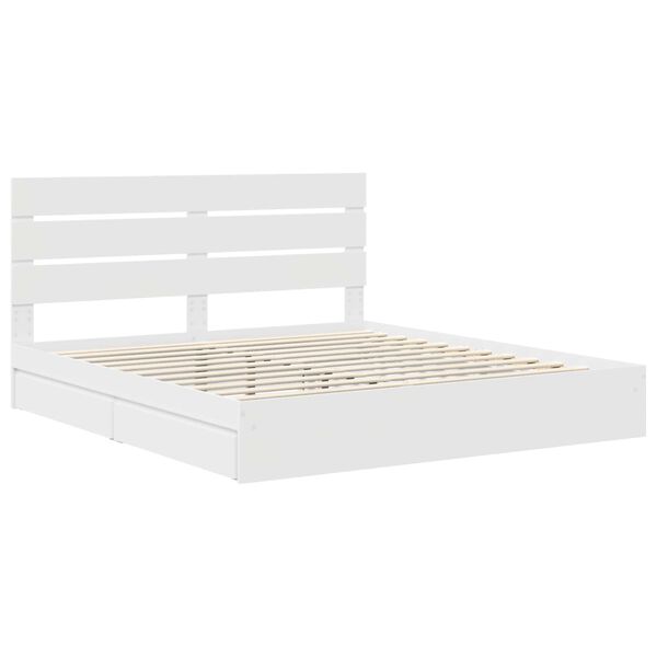 vidaXL Letto con Contenitore Bianco 200 x 200 cm Legno multistrato