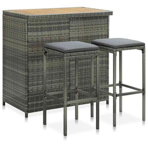 vidaXL Set da Bar 3 pz in Polyrattan Grigio