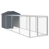vidaXL Pollaio con Area Corsa Antracite 117x405x123 cm Acciaio Zincato