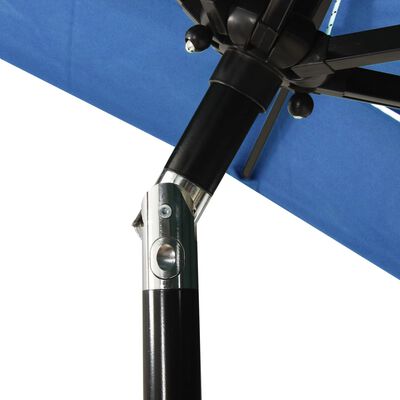 vidaXL Ombrellone a 3 Livelli con Palo in Alluminio Azzurro 2x2 m