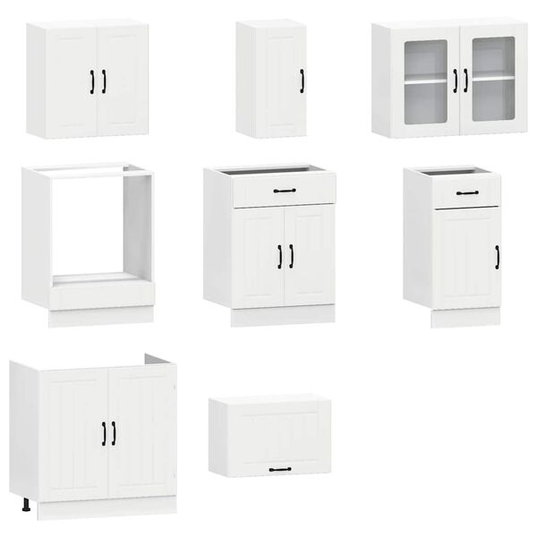 vidaXL Set Mobili da Cucina 8 pz Kalmar Bianco Legno Multistrato