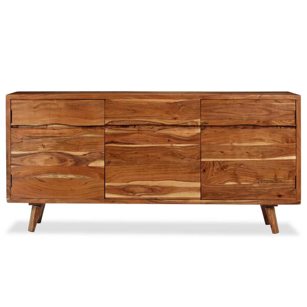 vidaXL Credenza in Legno Massello con Ante Intagliate 160x40x75 cm