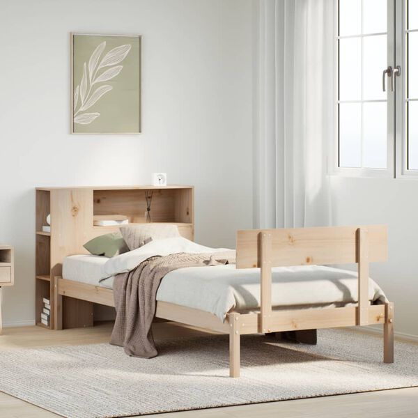 vidaXL Letto Libreria senza Materasso 90x200 cm Legno Massello Pino