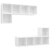vidaXL Set Mobili Porta TV 4 pz Bianco in Legno Multistrato