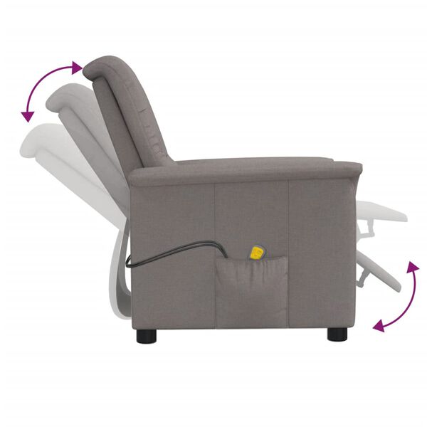 vidaXL Poltrona Massaggiante Tortora in Tessuto