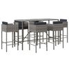 vidaXL Set Bar da Giardino 7 pz con Cuscini in Polyrattan Grigio
