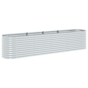 vidaXL Letto Rialzato Giardino 400x80x81 cm in Acciaio Zincato Argento