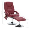 vidaXL Poltrona Massaggi Reclinabile e Sgabello Rosso Vino Similpelle