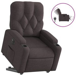 vidaXL Poltrona Alzapersona Reclinante Elettrica Marrone Scuro Tessuto