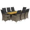 vidaXL Set da Pranzo da Giardino 9 pz con Cuscini in Polyrattan Grigio