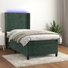 vidaXL Letto a Molle con Materasso e LED Verde Scuro 90x190 cm Velluto