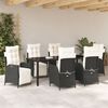 vidaXL Set da Pranzo per Giardino con cuscino 7 pcs Nero polyrattan