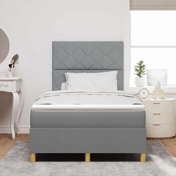 vidaXL Letto a Sorgente LED Grigio chiaro 120 x 190 cm Tessuto
