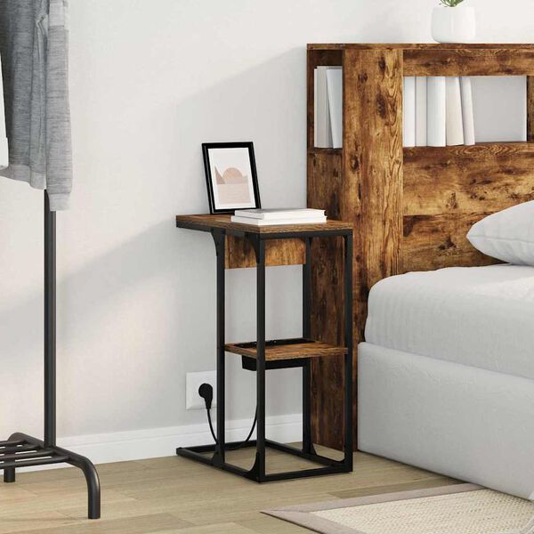 vidaXL Armadio da Notte Rovere fum&eacute; 41,5 x 26 x 60,5 cm