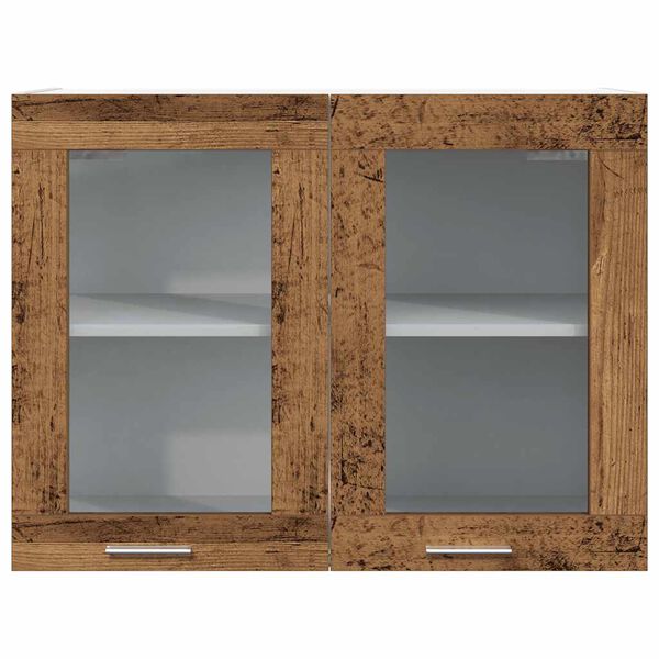 vidaXL Mobile Pensile con Vetro “Lyon” Legno Antico 80x31x60 cm
