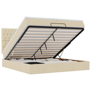 vidaXL Struttura Letto Pouf con Materassi Crema 200x200 cm in Tessuto