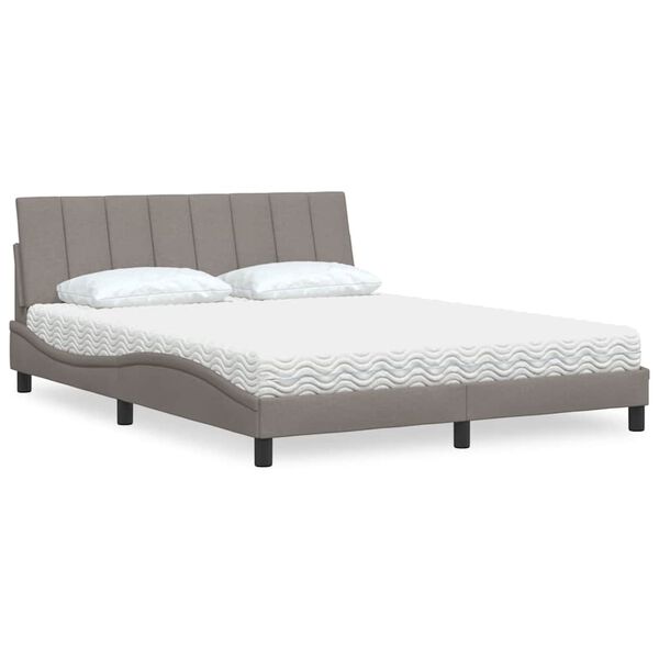 vidaXL Letto con Materasso Hanko Tortora 160x200 cm in Tessuto