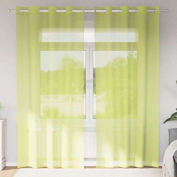 vidaXL Tende in Voile con Occhielli 2 pz Verde Mela 140x245 cm