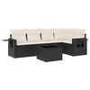 vidaXL Set Divano da Giardino 6 pz con Cuscini Nero in Polyrattan