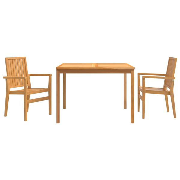 vidaXL Set da Pranzo per Giardino 3 pz in Legno Massello di Teak