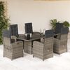 vidaXL Set da Pranzo da Giardino 7 pz con Cuscini in Polyrattan Grigio