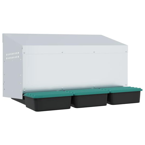 vidaXL Nido per Galline a 3 Scomparti da Parete in Acciaio Zincato