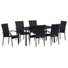 vidaXL Set da Pranzo per Giardino 7 pz Nero
