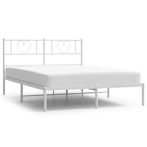 vidaXL Giroletto con Testiera Metallo Bianco 135x190 cm