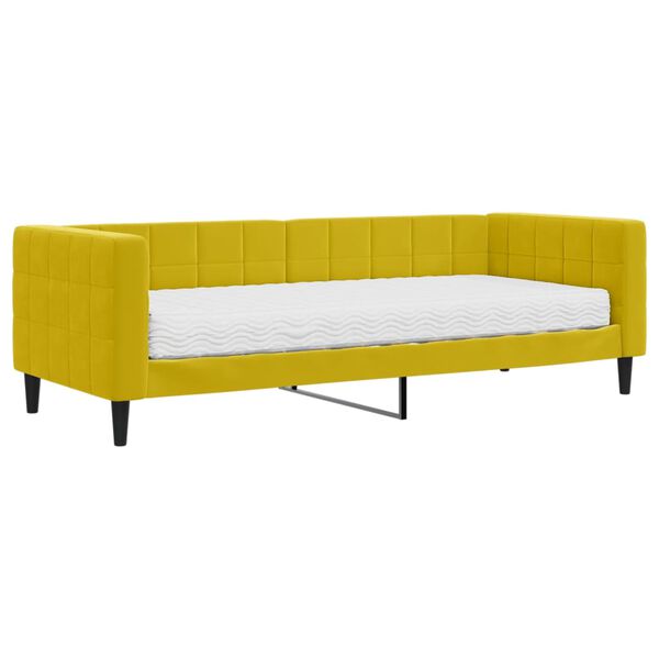 vidaXL Divano Letto con Materasso Giallo 80x200 cm in Velluto