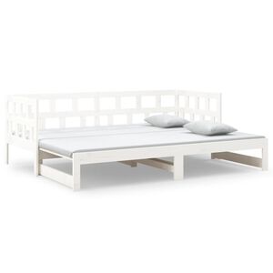 vidaXL Dormeuse Estraibile Bianca Legno Massello di Pino 2x(90x200) cm
