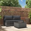 vidaXL Set Divani da Giardino 3 pz con Cuscini in Polyrattan Grigio