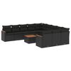 vidaXL Set Divani da Giardino 12 pz con Cuscini Nero in Polyrattan