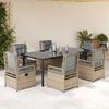 vidaXL Set da Pranzo da Giardino 7 pz con Cuscini Beige in Polyrattan