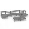 vidaXL Set Salotto da Giardino 9 pz in Legno Massello di Pino Grigio