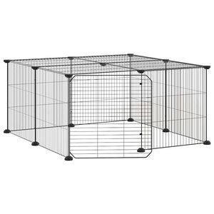 vidaXL Gabbia per Animali 12 Pannelli con Porta Nero 35x35 cm Acciaio