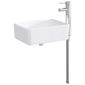 vidaXL Lavabo con rubinetto e scarico Cromato 40,5 x 30,5 x 13 cm
