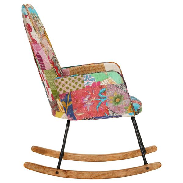 vidaXL Sedia a Dondolo Patchwork Multicolore in Tela