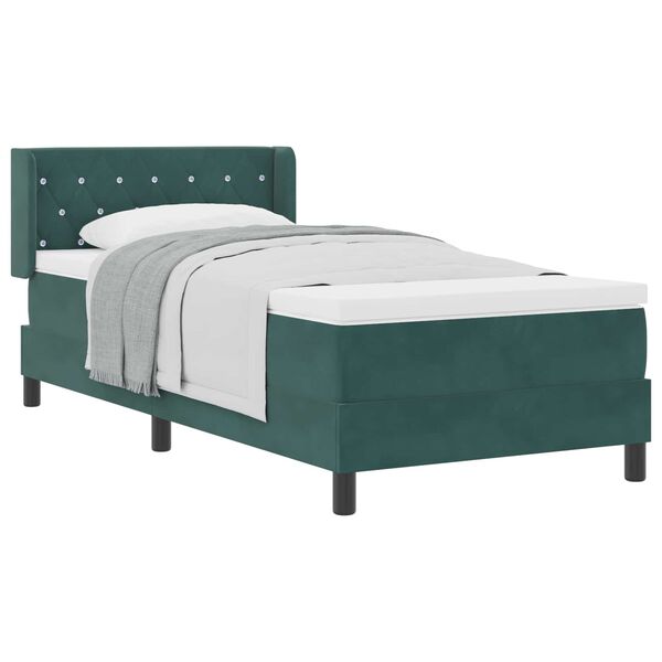 vidaXL Letto a molle con materasso Verde Scuro 200 x 100 cm Velluto
