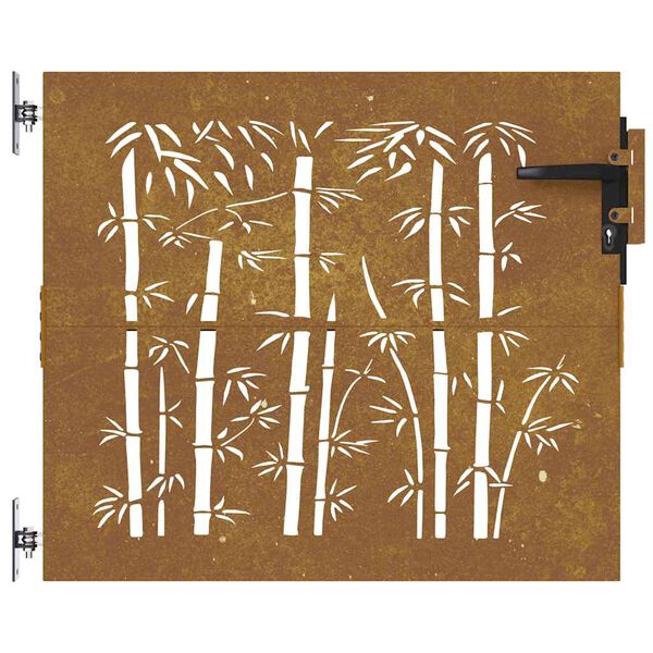vidaXL Cancello da giardino 85x75 cm in acciaio Corten e design in bambù